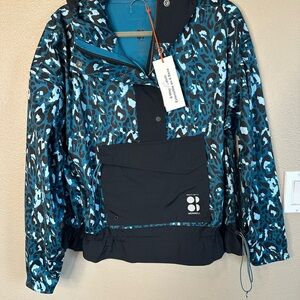 Merrell Blue and Black Leopard Print Anorak